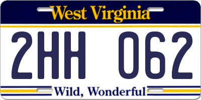 WV license plate 2HH062