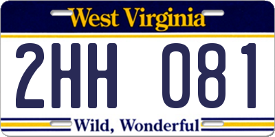 WV license plate 2HH081