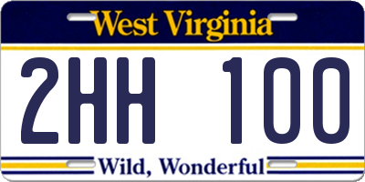 WV license plate 2HH100