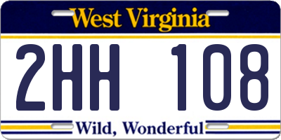 WV license plate 2HH108