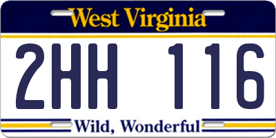 WV license plate 2HH116