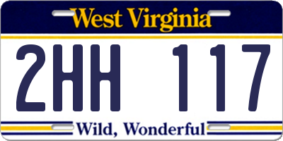 WV license plate 2HH117