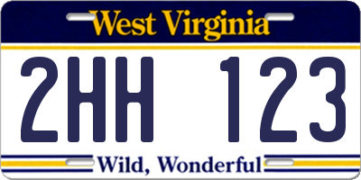 WV license plate 2HH123