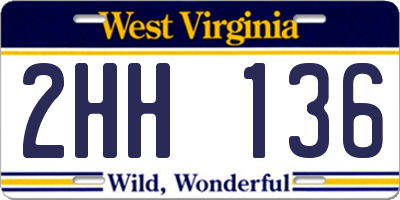 WV license plate 2HH136