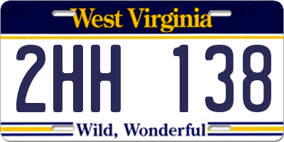 WV license plate 2HH138