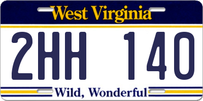 WV license plate 2HH140