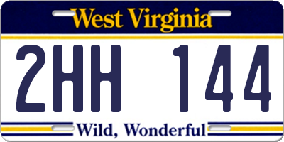 WV license plate 2HH144