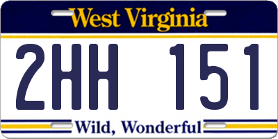 WV license plate 2HH151