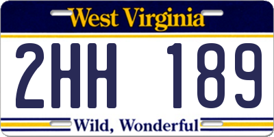WV license plate 2HH189