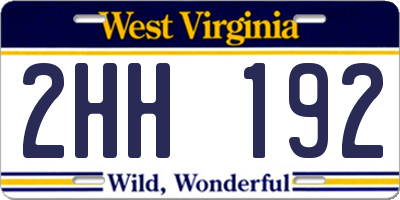 WV license plate 2HH192