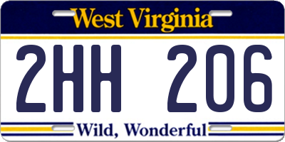 WV license plate 2HH206