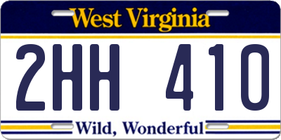 WV license plate 2HH410