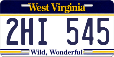 WV license plate 2HI545