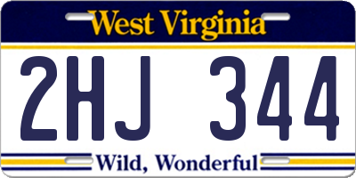 WV license plate 2HJ344
