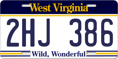 WV license plate 2HJ386