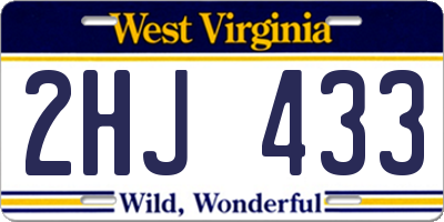 WV license plate 2HJ433