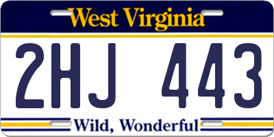 WV license plate 2HJ443