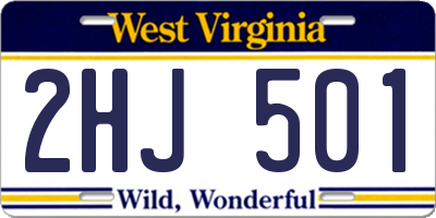 WV license plate 2HJ501