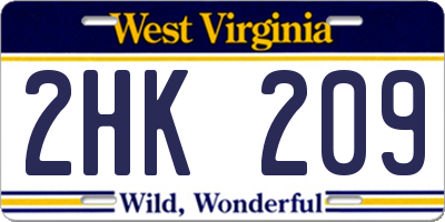 WV license plate 2HK209