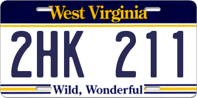 WV license plate 2HK211