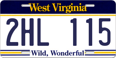 WV license plate 2HL115