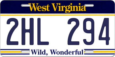 WV license plate 2HL294