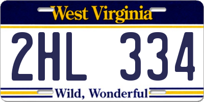 WV license plate 2HL334