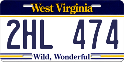 WV license plate 2HL474