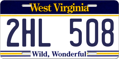 WV license plate 2HL508