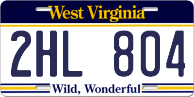 WV license plate 2HL804