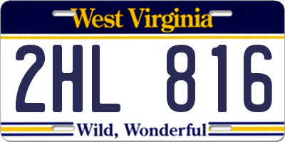 WV license plate 2HL816