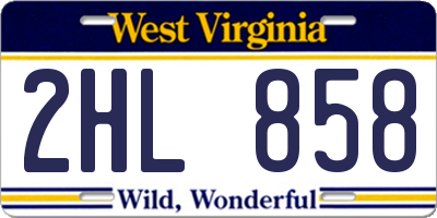 WV license plate 2HL858