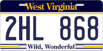 WV license plate 2HL868