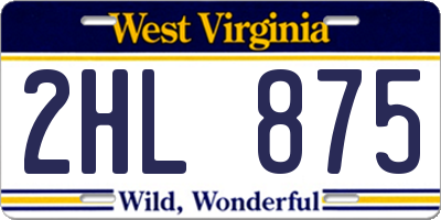 WV license plate 2HL875