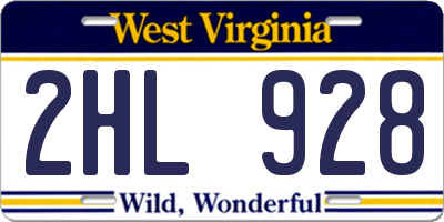 WV license plate 2HL928