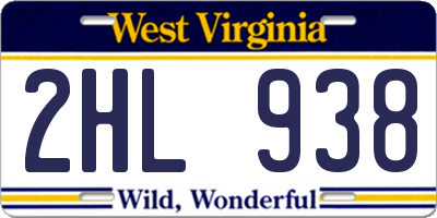WV license plate 2HL938