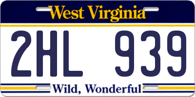 WV license plate 2HL939