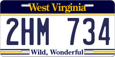 WV license plate 2HM734