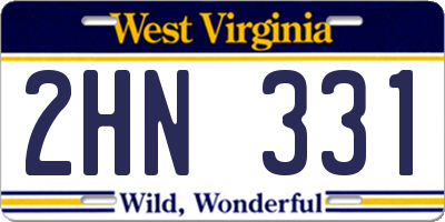 WV license plate 2HN331