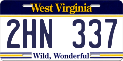 WV license plate 2HN337