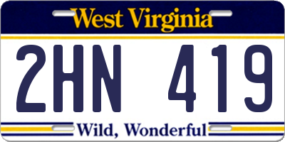 WV license plate 2HN419