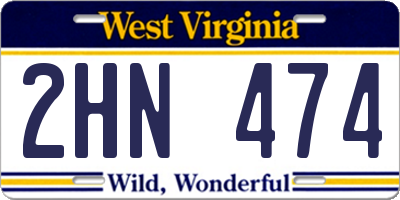 WV license plate 2HN474