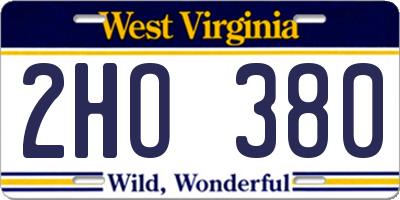 WV license plate 2HO380