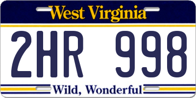 WV license plate 2HR998