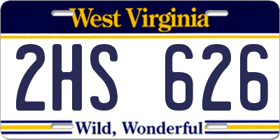 WV license plate 2HS626