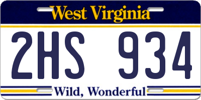 WV license plate 2HS934