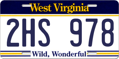 WV license plate 2HS978