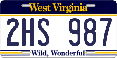 WV license plate 2HS987