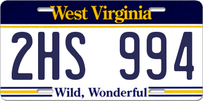 WV license plate 2HS994