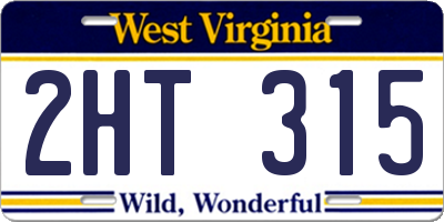 WV license plate 2HT315